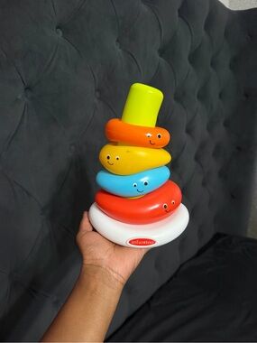 Infantino Stacking Smile Rings Toy in Red, Orange, Yellow, Blue, White, Lime